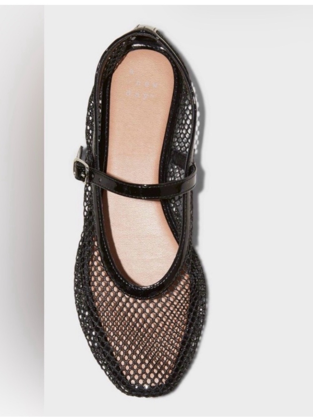 MinimalistBlack Mesh Ballerina Flats Women SZ 8 Chic Mary Jane Style memory foam